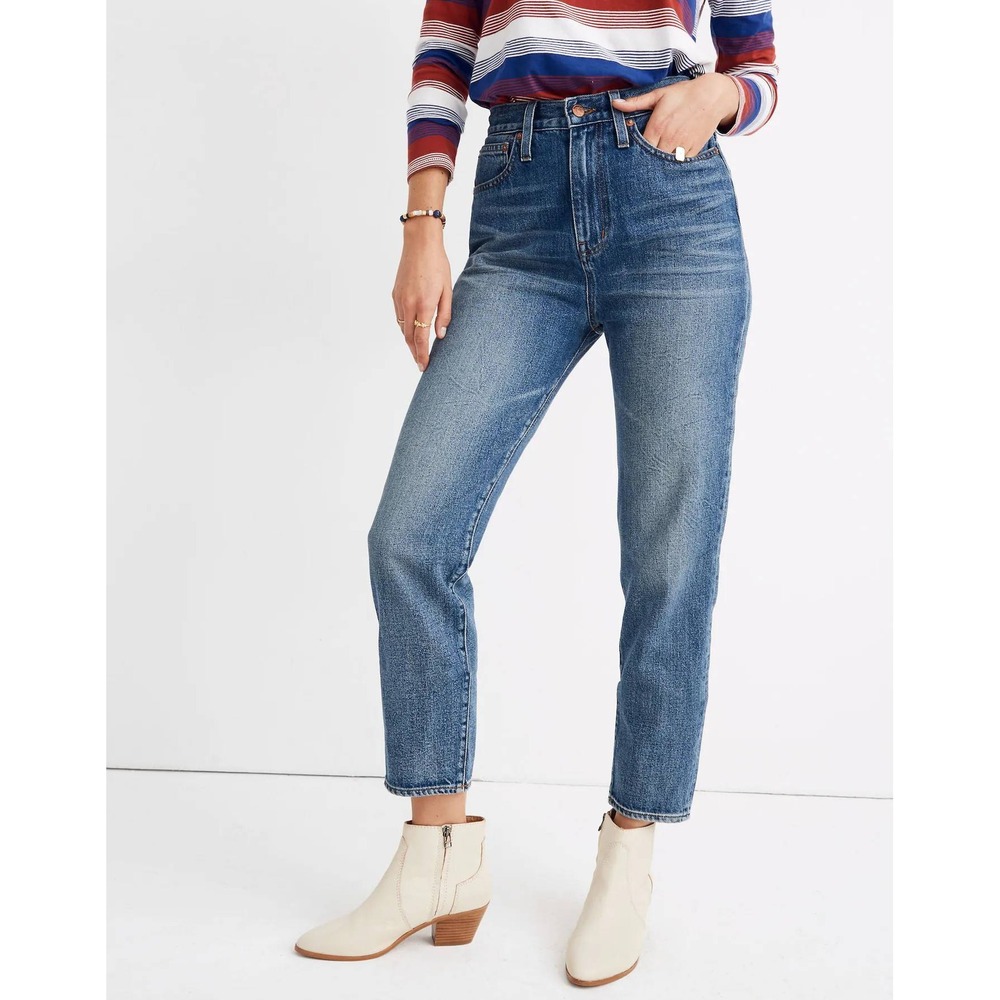 Madewell The Momjean High Rise Denim Mom Jeans Downey Wash Blue Women's Size 27
